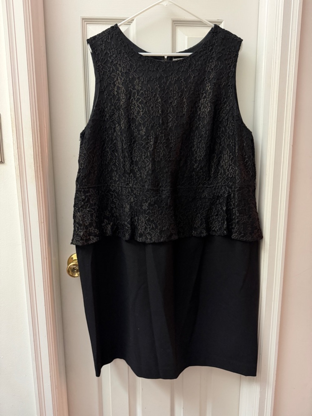 Worthington Black Lace Peplum Midi Dress with Solid Skirt